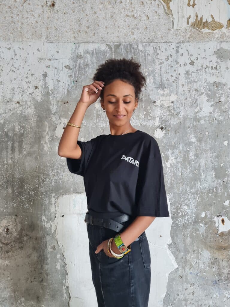 T-shirt oversize noir imprimé en coton bio - Batard Clothes
