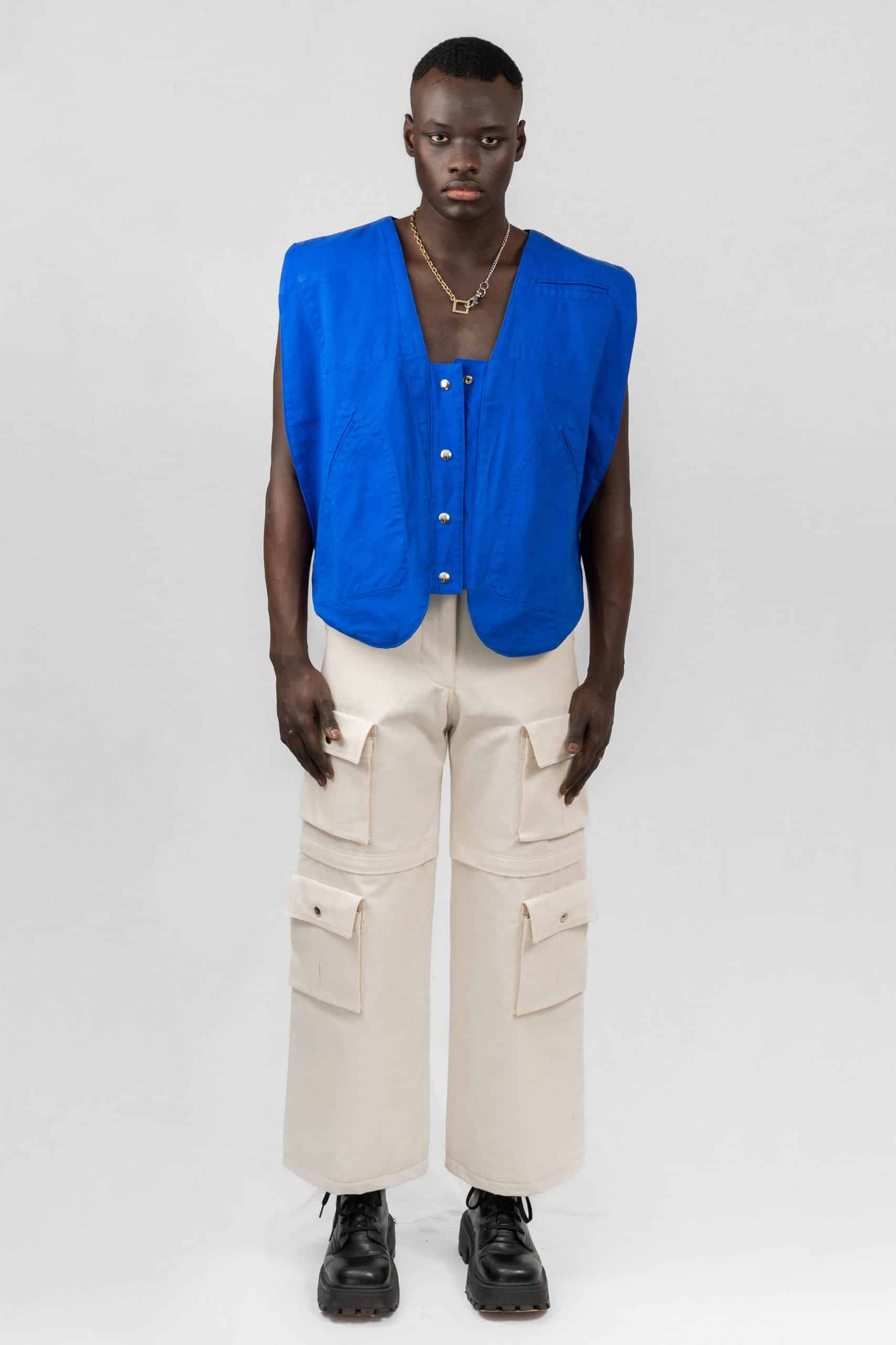 Veste sans manche bleu clearance
